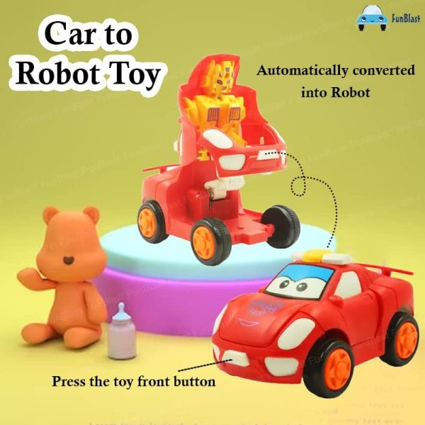 High Quality 1 Pc – Pull Back Robot Car Toys – Push & Go Convert Robot Cars Friction Powered Vehicle
