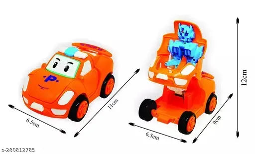 High Quality 1 Pc – Pull Back Robot Car Toys – Push & Go Convert Robot Cars Friction Powered Vehicle