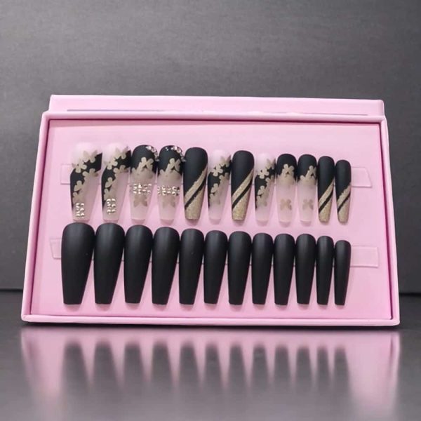 24 Pcs Black Matte Perfection – O.two.o Best Nails Cosmetics