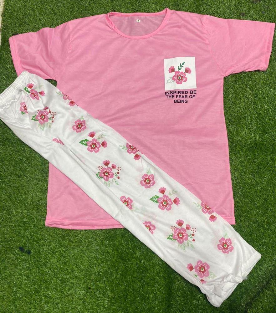 Ladies Stitched Cotton Jersey Printed Night Suit (Free Shipment)
