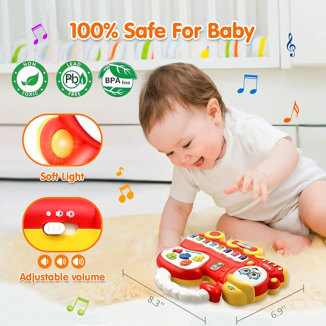 Colorful Musical Educational Train Piano With Lights, Sounds Toys (Free Shipment)