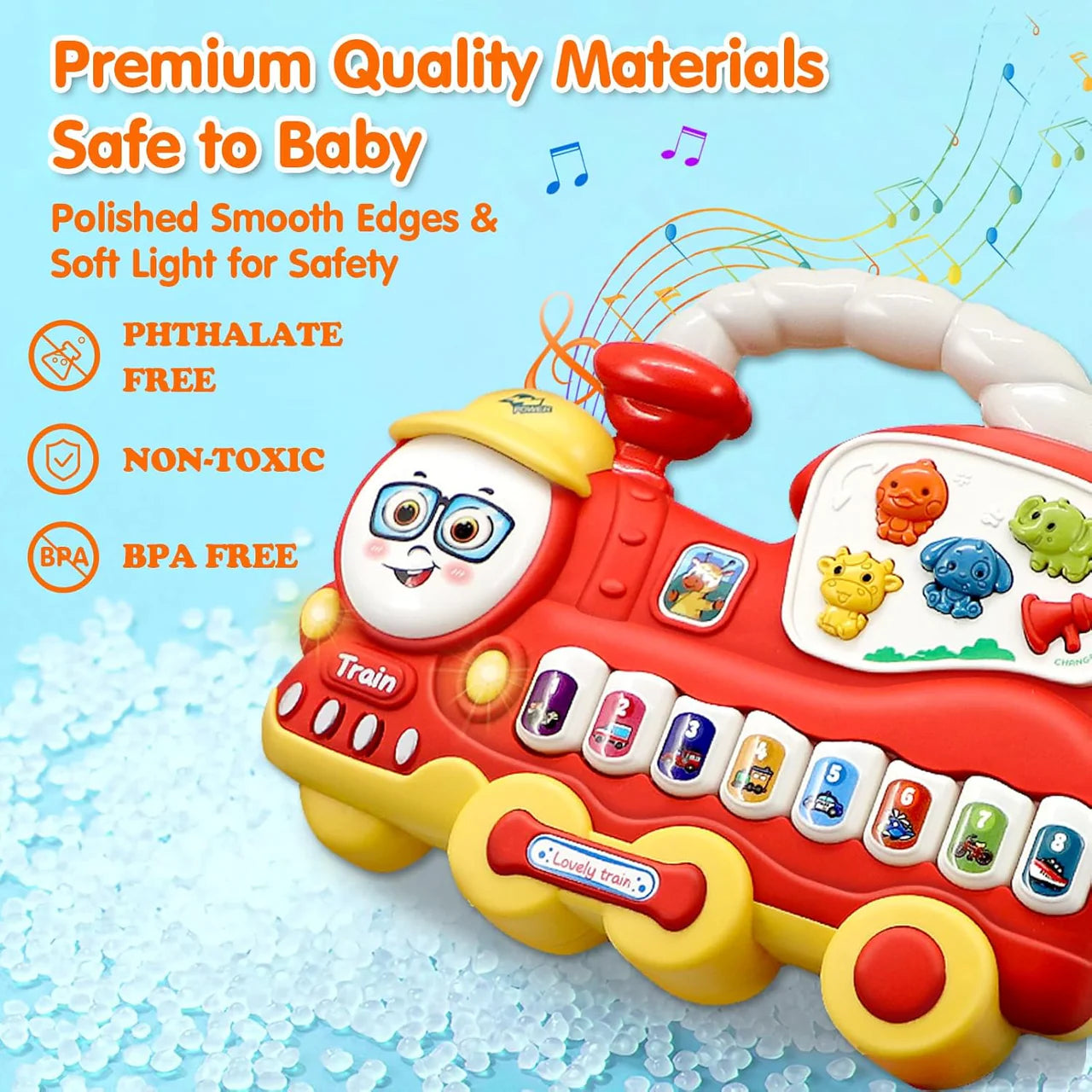 Colorful Musical Educational Train Piano With Lights, Sounds Toys (Free Shipment)