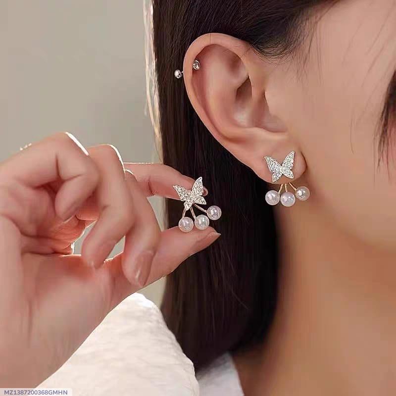 Butterfly Design Silver Plated Zircon Earrings Jewelry