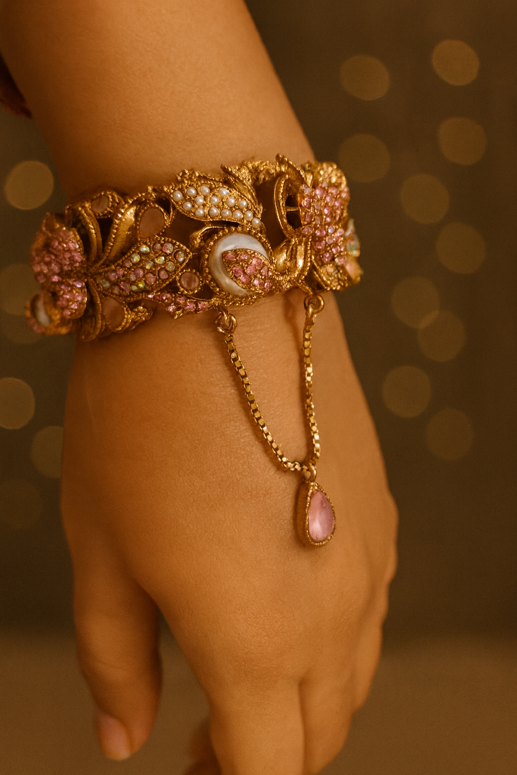 Royal Blush Petal Turkish Hand Bracelet Jewelry