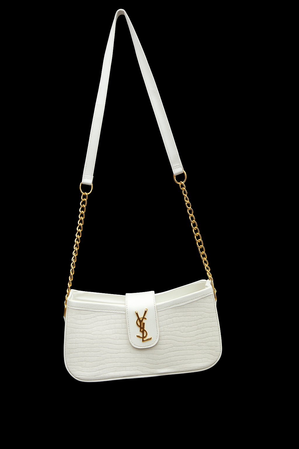 Elegant YSL Croc-Embossed Crossbody Bag
