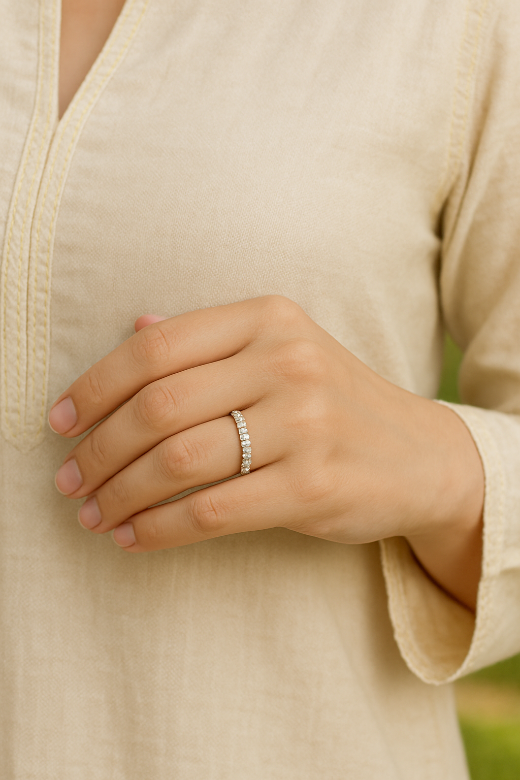 Gold Plated Sparkle Double Row Zircon Ring Jewelry
