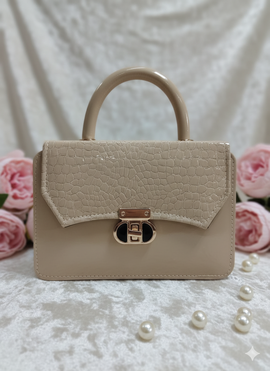 The Saturn Handle Croc Embossed Bags