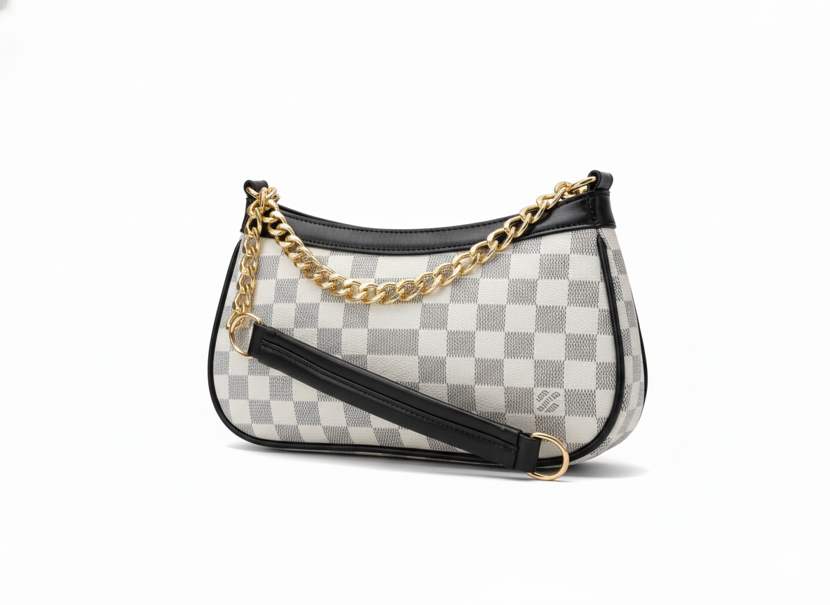Luxe Checkered Charm Shoulder Bags