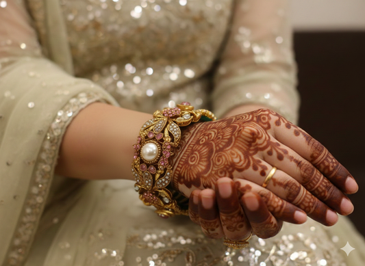 Royal Blush Petal Turkish Hand Bracelet Jewelry