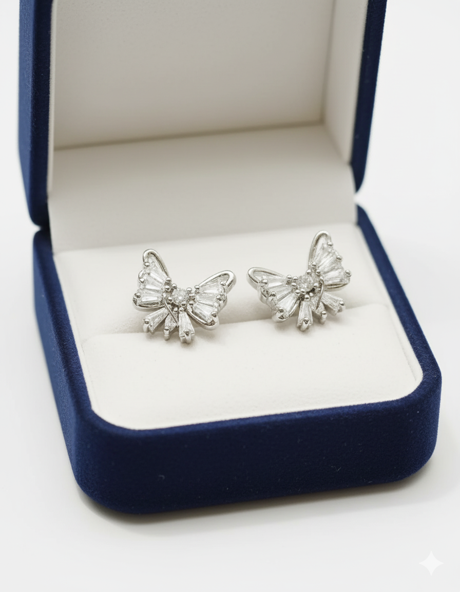 Luxury Zircon Embellished Butterfly Earrings/Tops Jewelry