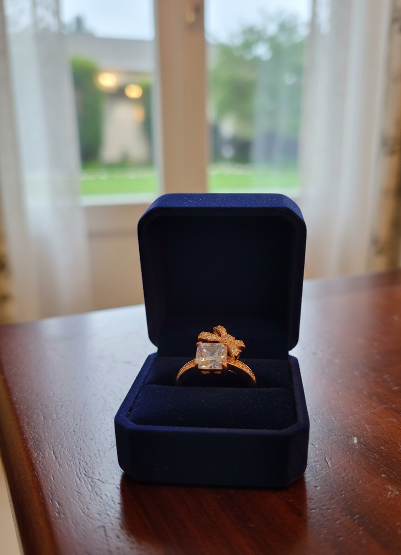 Crystal Princess Bow Ring Gold Plated Jewelry (Adjustable)