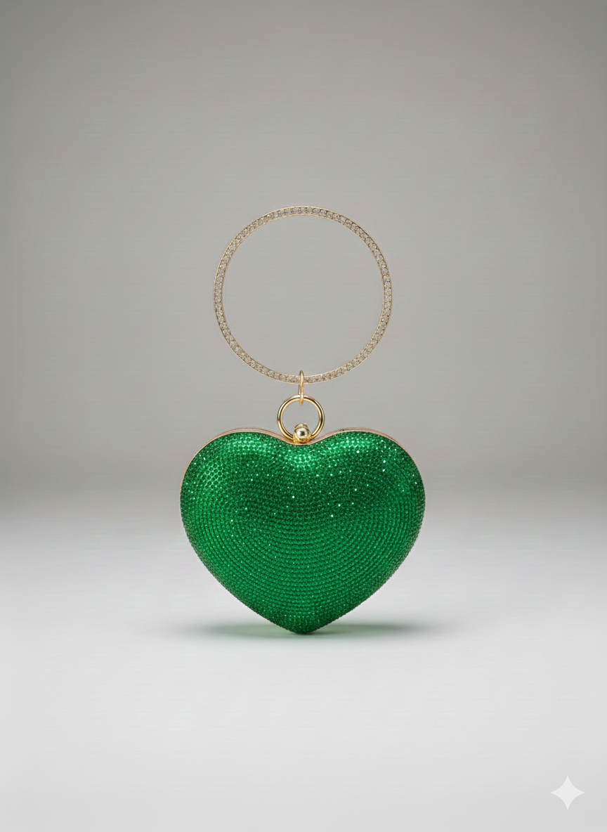 Viral Metallic Shimmering Gold Heart-Shaped Evening Clutch / Bags