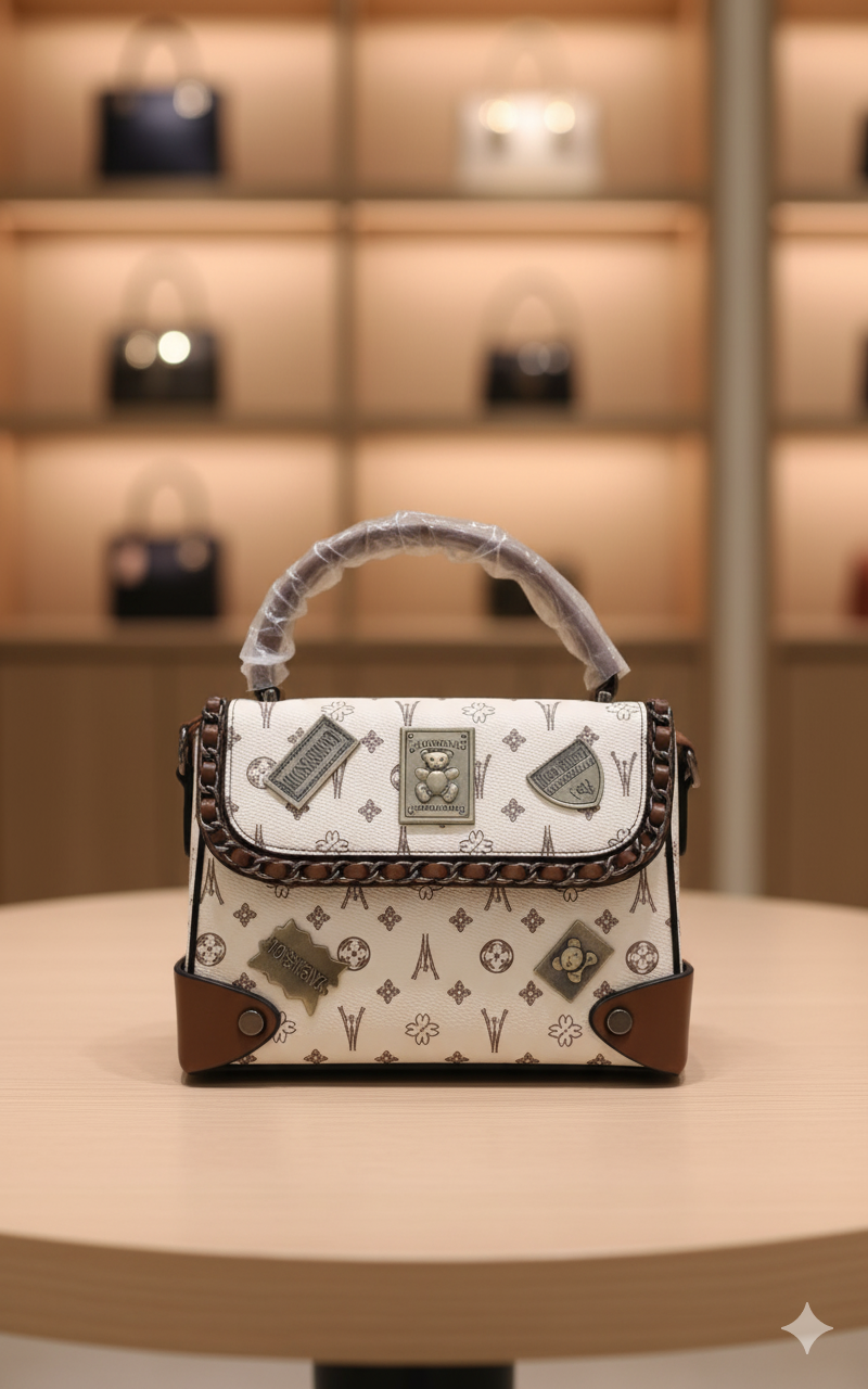 Vintage Charm Embellished Top-Handle Bag
