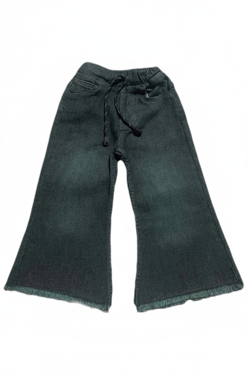 Ladies Greenish Flare Flapper Denim Jeans