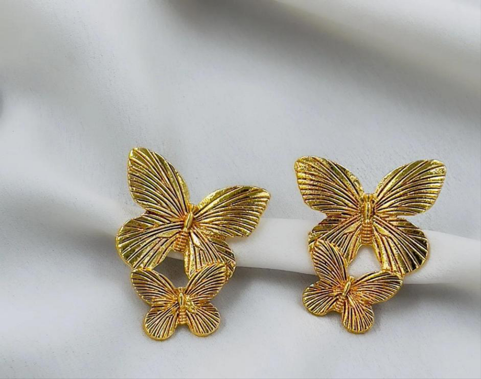 Butterfly Style Gold Plated Earrings Jewelry