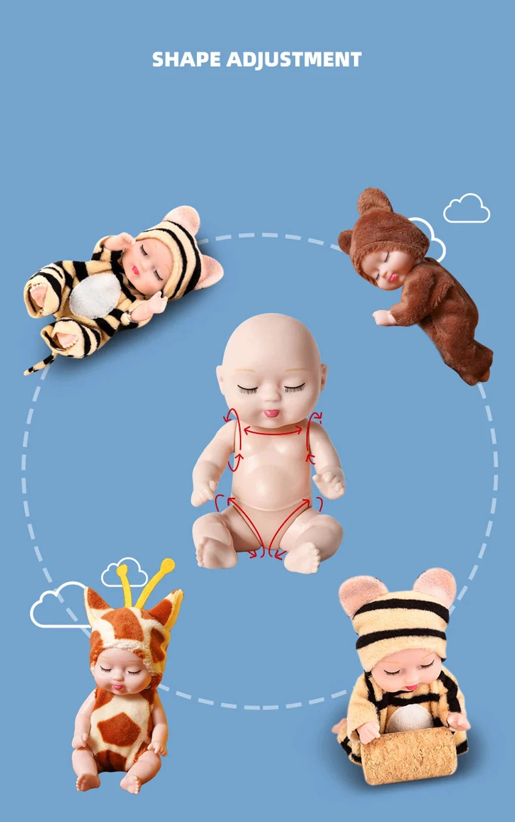 3.5′ Sleeping Baby, 1 Piece Mini Reborn Baby Doll With Clothes Toys (Random Color)