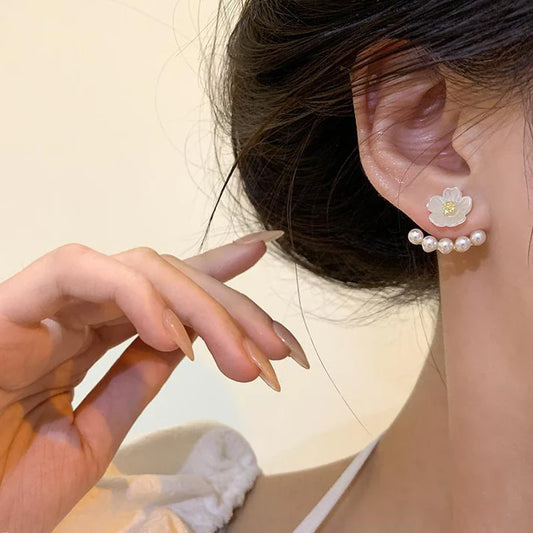 Korean Style Elegant Pearl Drop Ear Cuffs/Ear Stud Jewelry