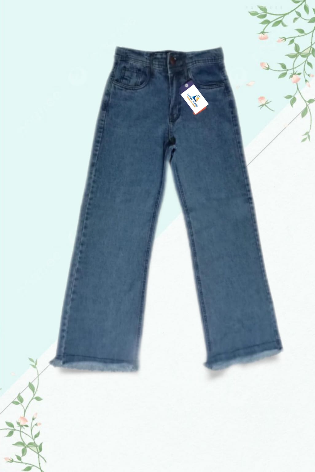 Ladies Flapper Mid Blue Flare Jeans