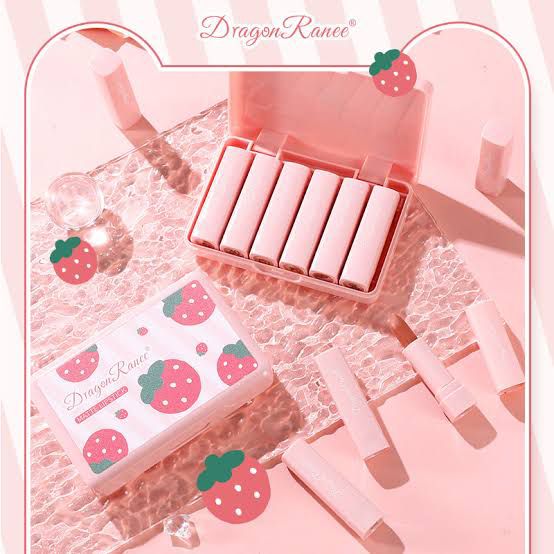 Dragon Ranee Strawberry Matte Lipstick Set (Pack Of 6) Cosmetics