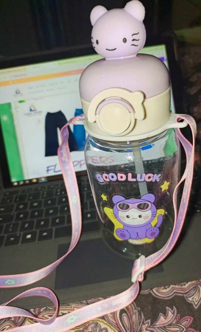 Adorable Kitty Transparent Water Bottle For Kids
