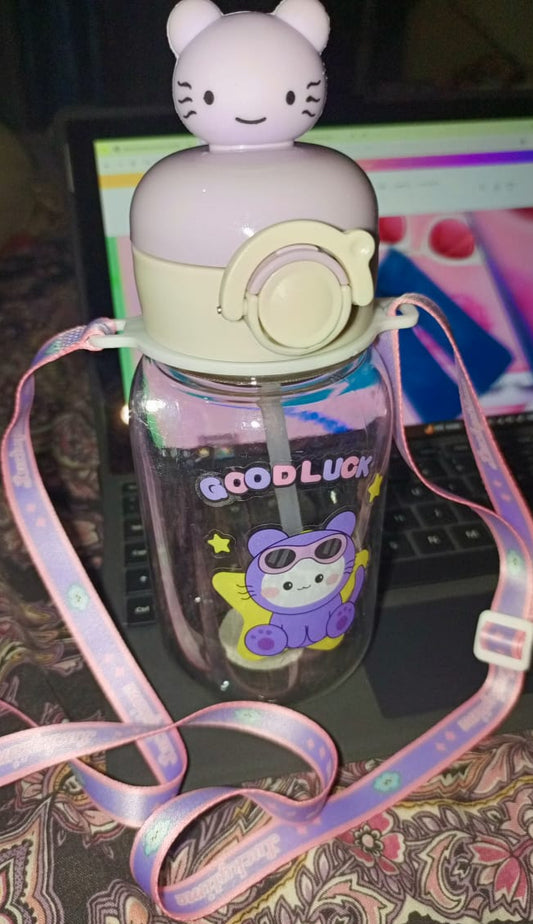 Adorable Kitty Transparent Water Bottle For Kids