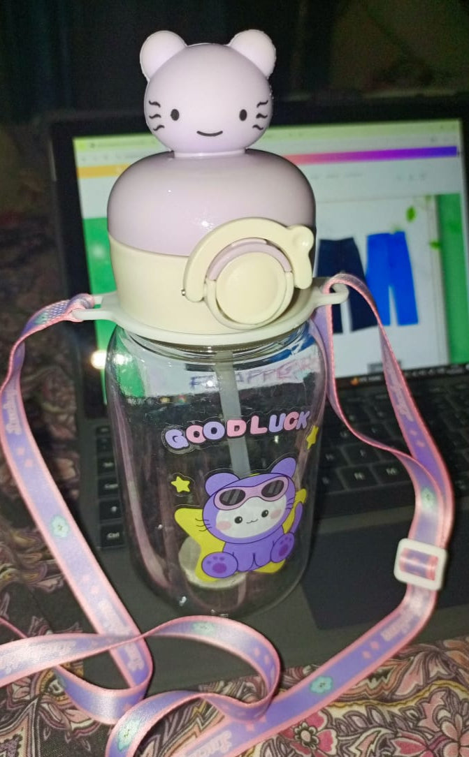 Adorable Kitty Transparent Water Bottle For Kids