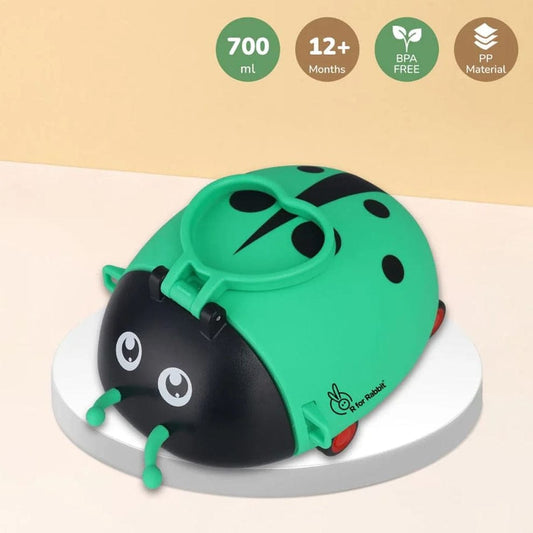 LadyBug Sipper School Water Bottle With Moving Wheels For Kids