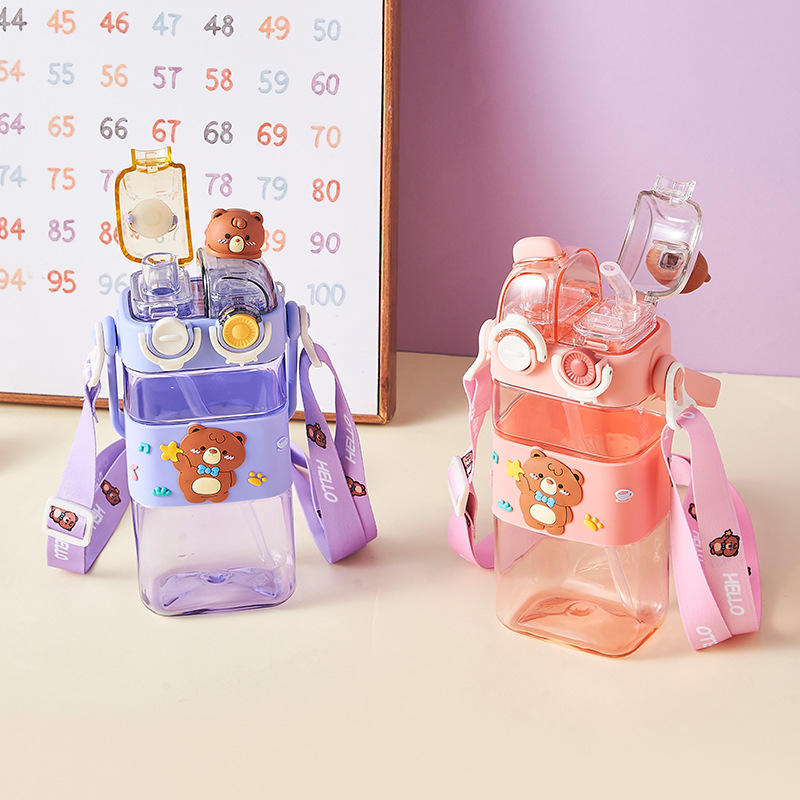 Adorable Teddy Bear 2 In 1 Sipper School Water Bottle For Kids
