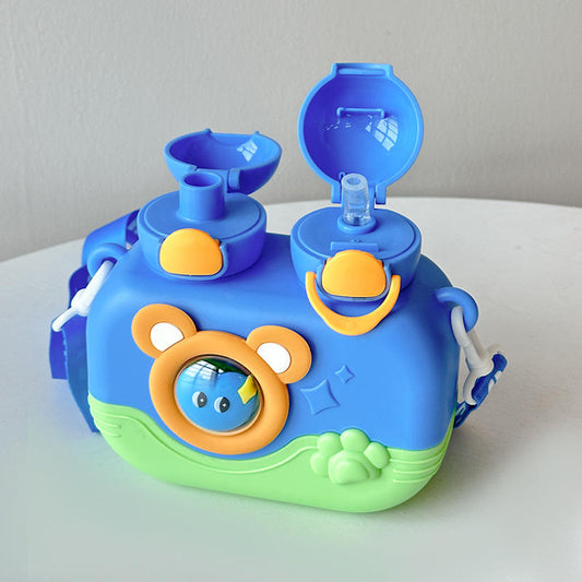 Camera Style 2 In 1 Sipper School Water Bottle For Kids