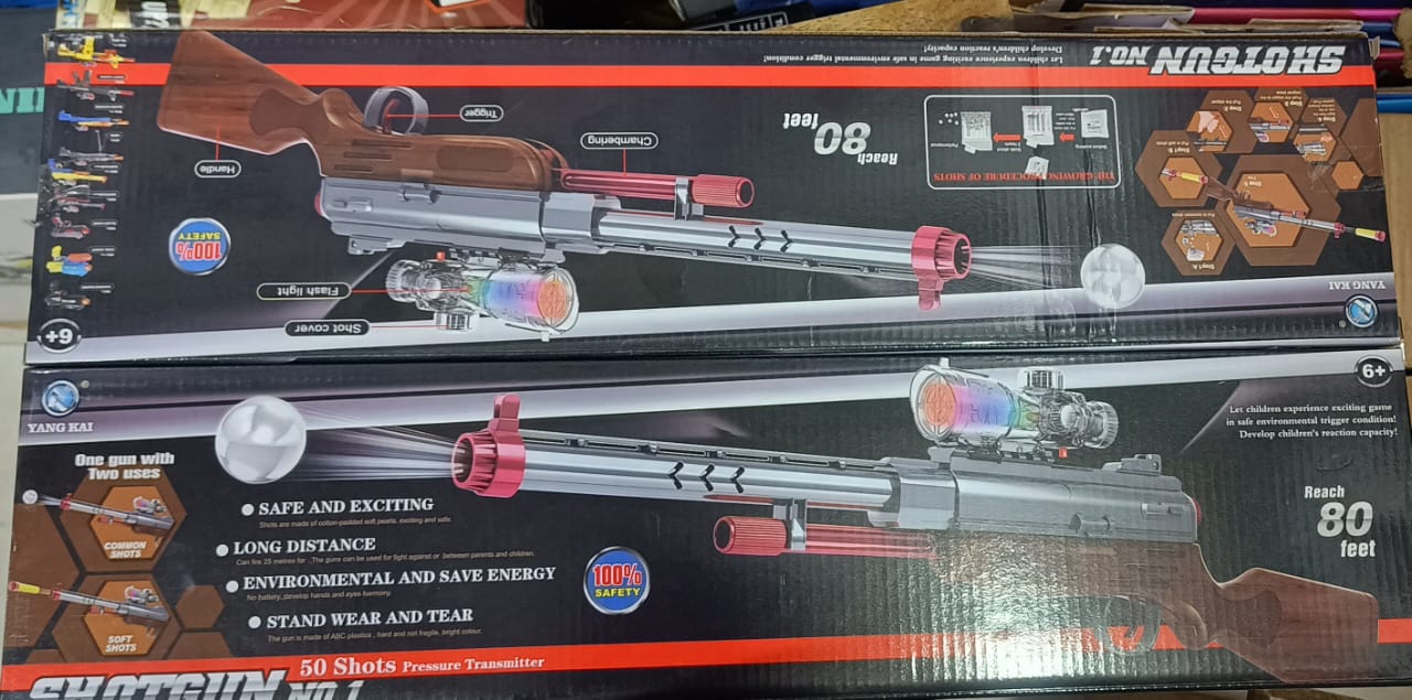 2 in 1 Manual Reload Shot Gun Darts Shooter and Bubble Shooter With Lights Toys
