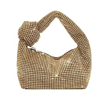 Mid Night Glam Rhinestone Knot Handle Sparkle Evening Bag
