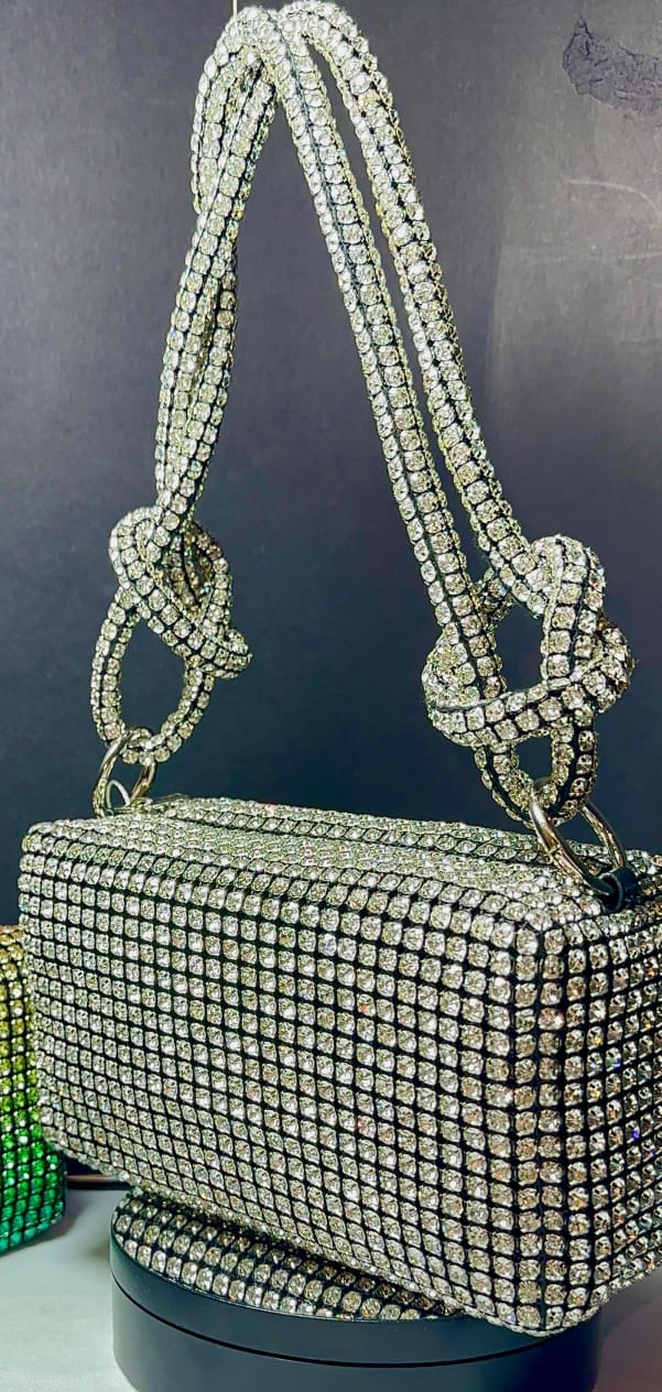 Crystal Luxe Box Clutch - Rhinestone Hand Bag