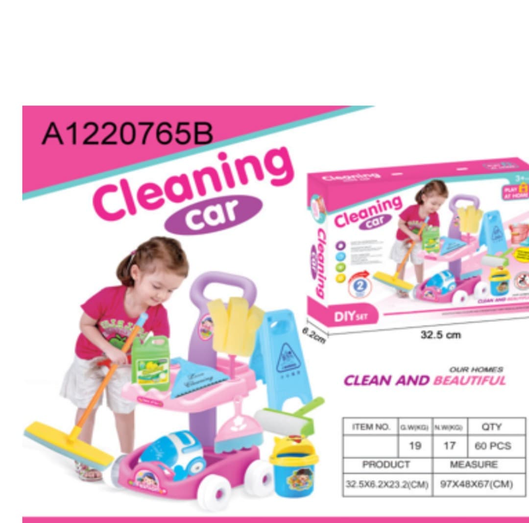 Realistic Cleaning Car Trolley Set Toys