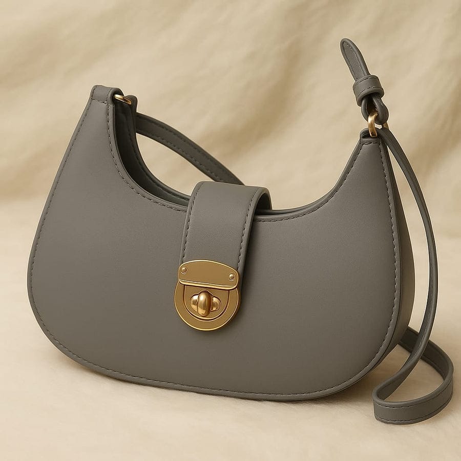 Sleek Stone Crescent Shoulder Bag