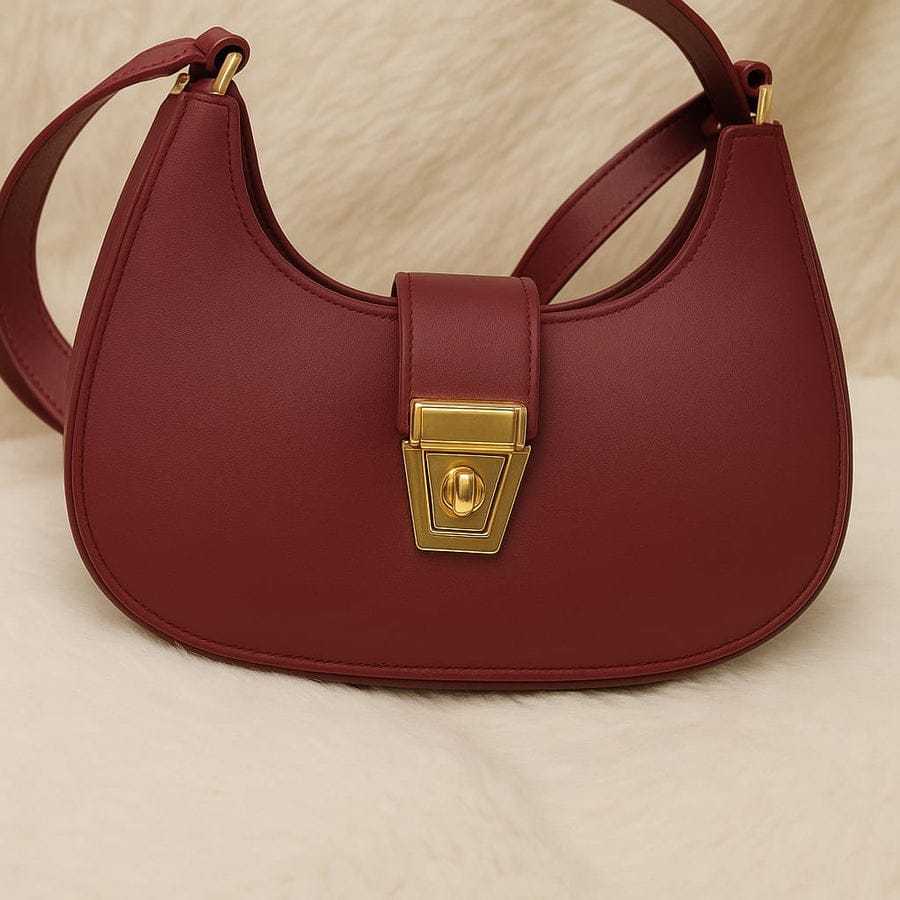Sleek Stone Crescent Shoulder Bag