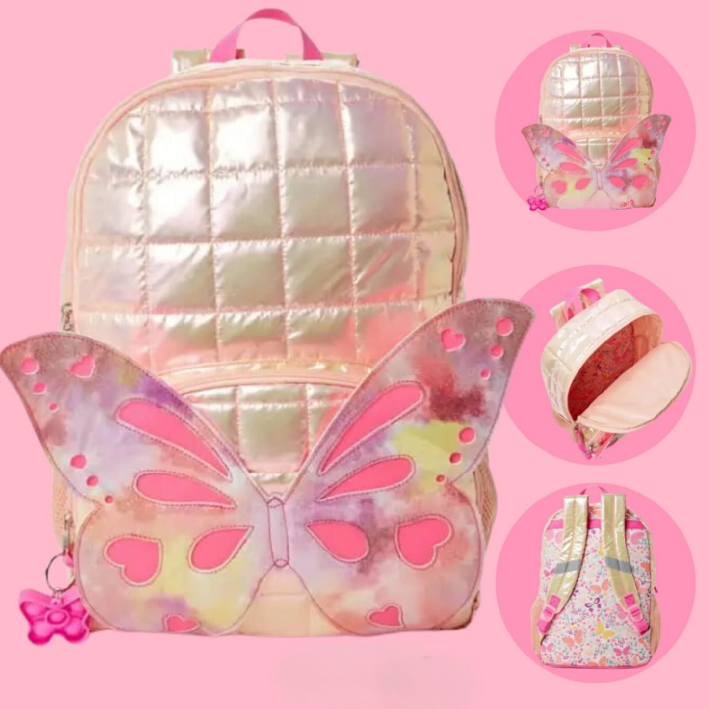 Holographic Butterfly Puffer Backpack / Bag