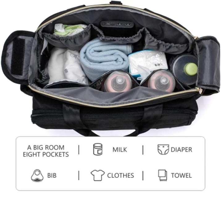 Baby Changing Tote Bag , 4 in 1 Convertible Smart Diaper Bag
