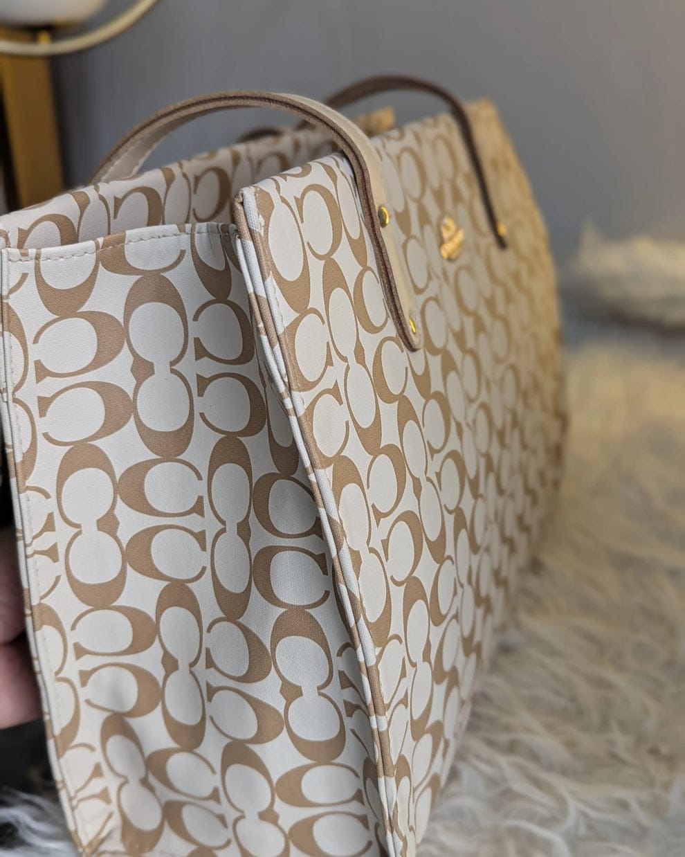 Coach Eleganza Tote Nude Beige Classic Bag