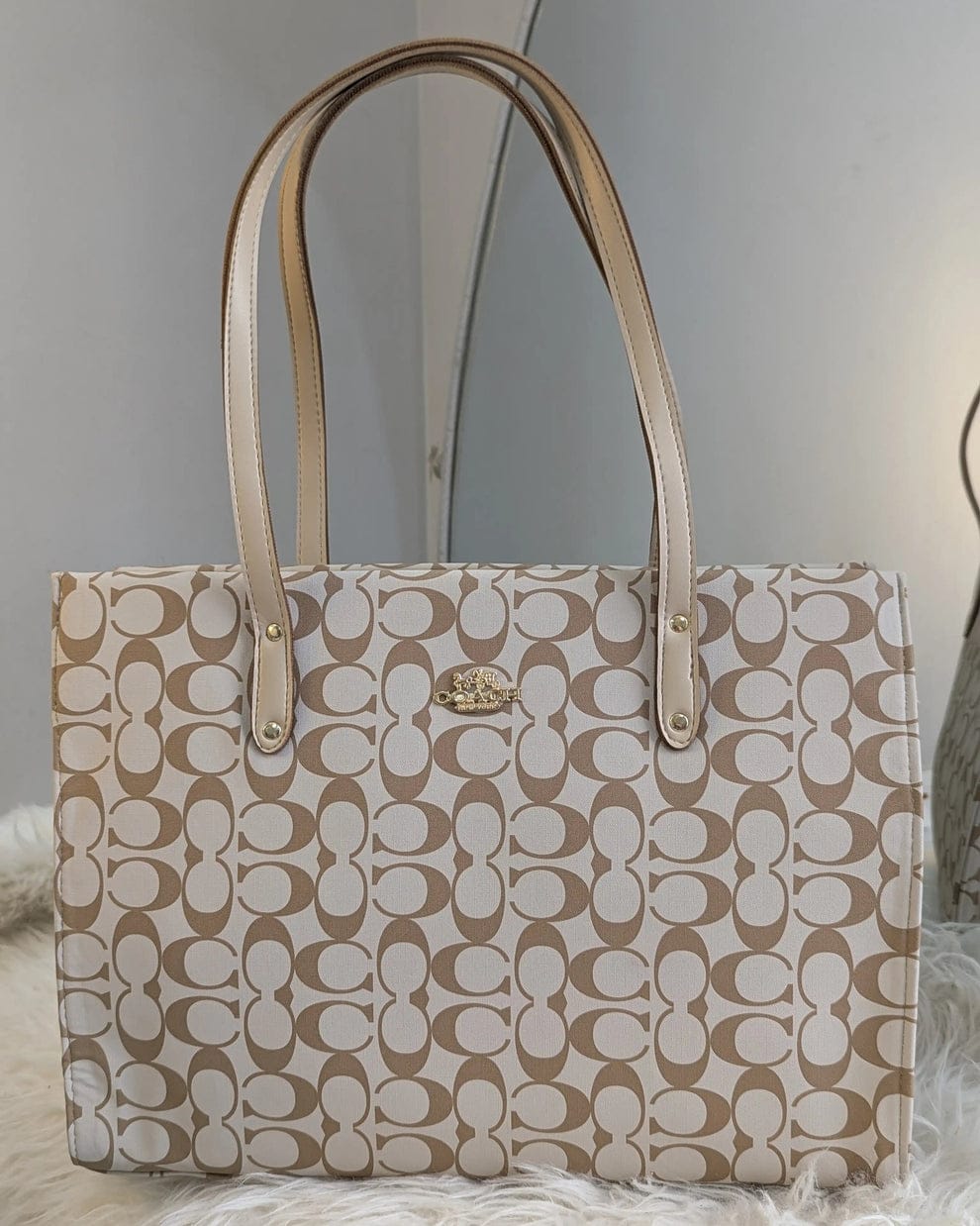 Coach Eleganza Tote Nude Beige Classic Bag