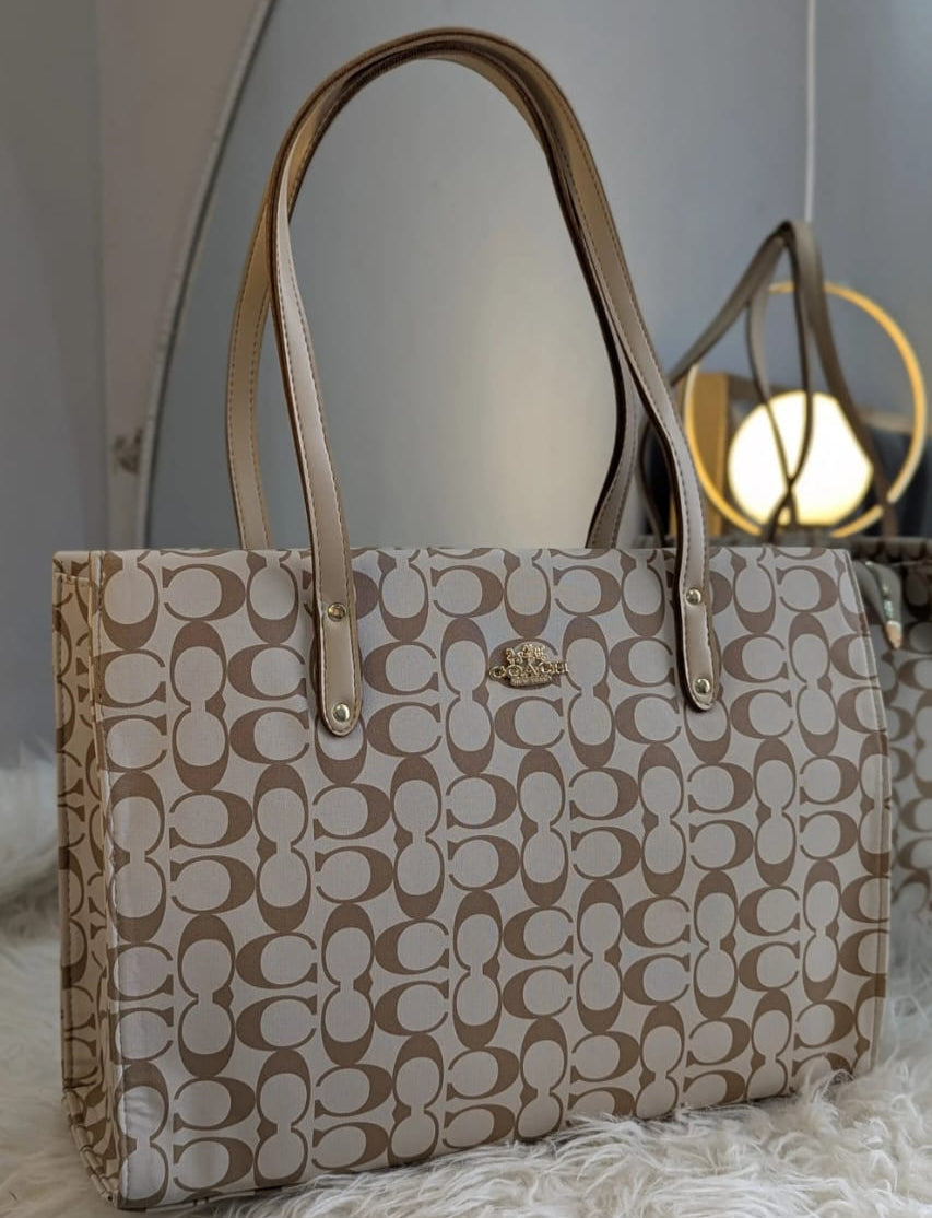 Coach Eleganza Tote Nude Beige Classic Bag