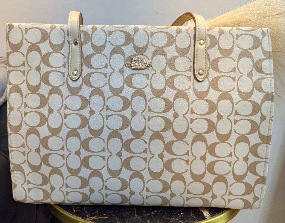Coach Eleganza Tote Nude Beige Classic Bag