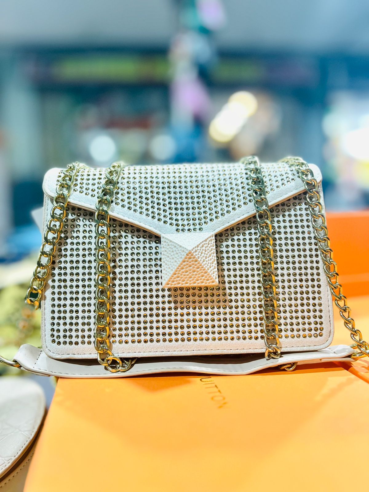 One Stud Crystal Embellished Bag