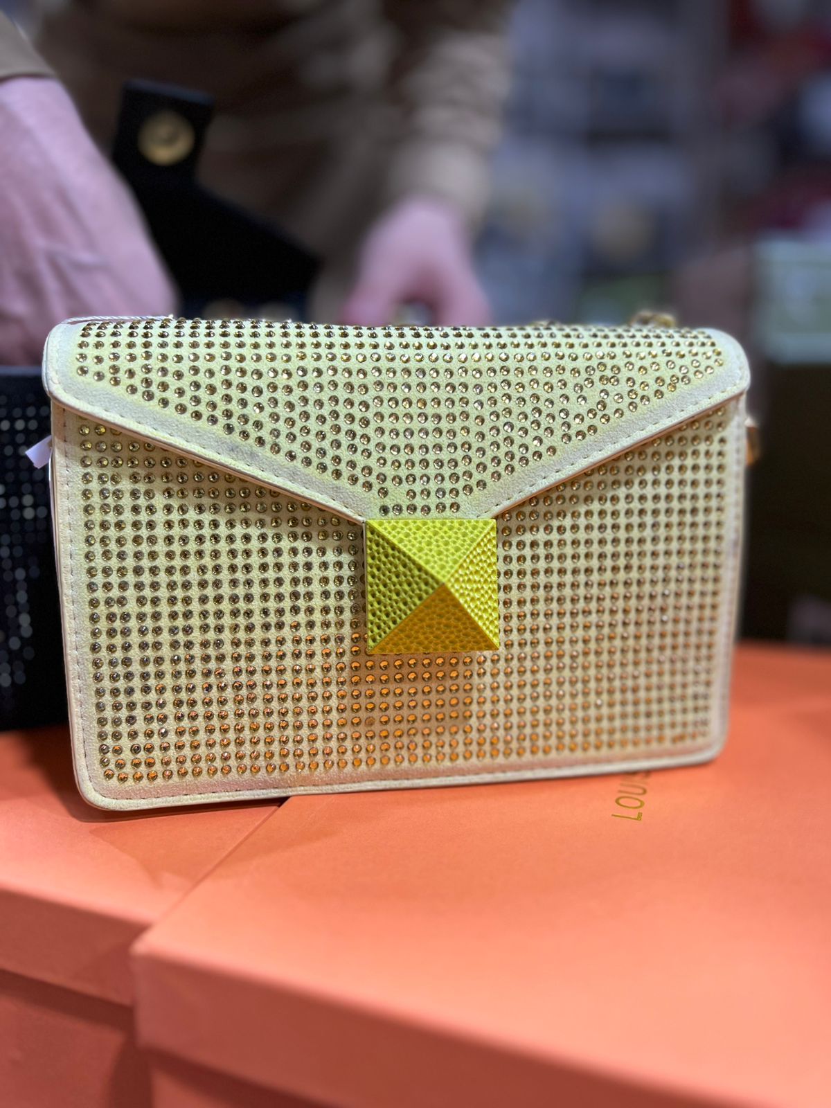 One Stud Crystal Embellished Bag