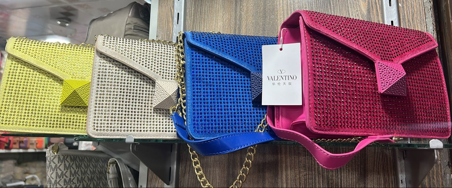One Stud Crystal Embellished Bag