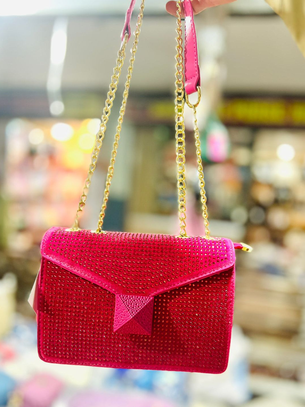 One Stud Crystal Embellished Bag