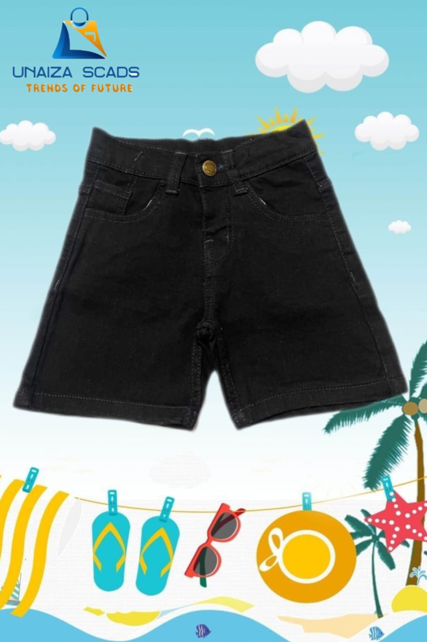 Kids Denim Jet Black Jeans Shorts