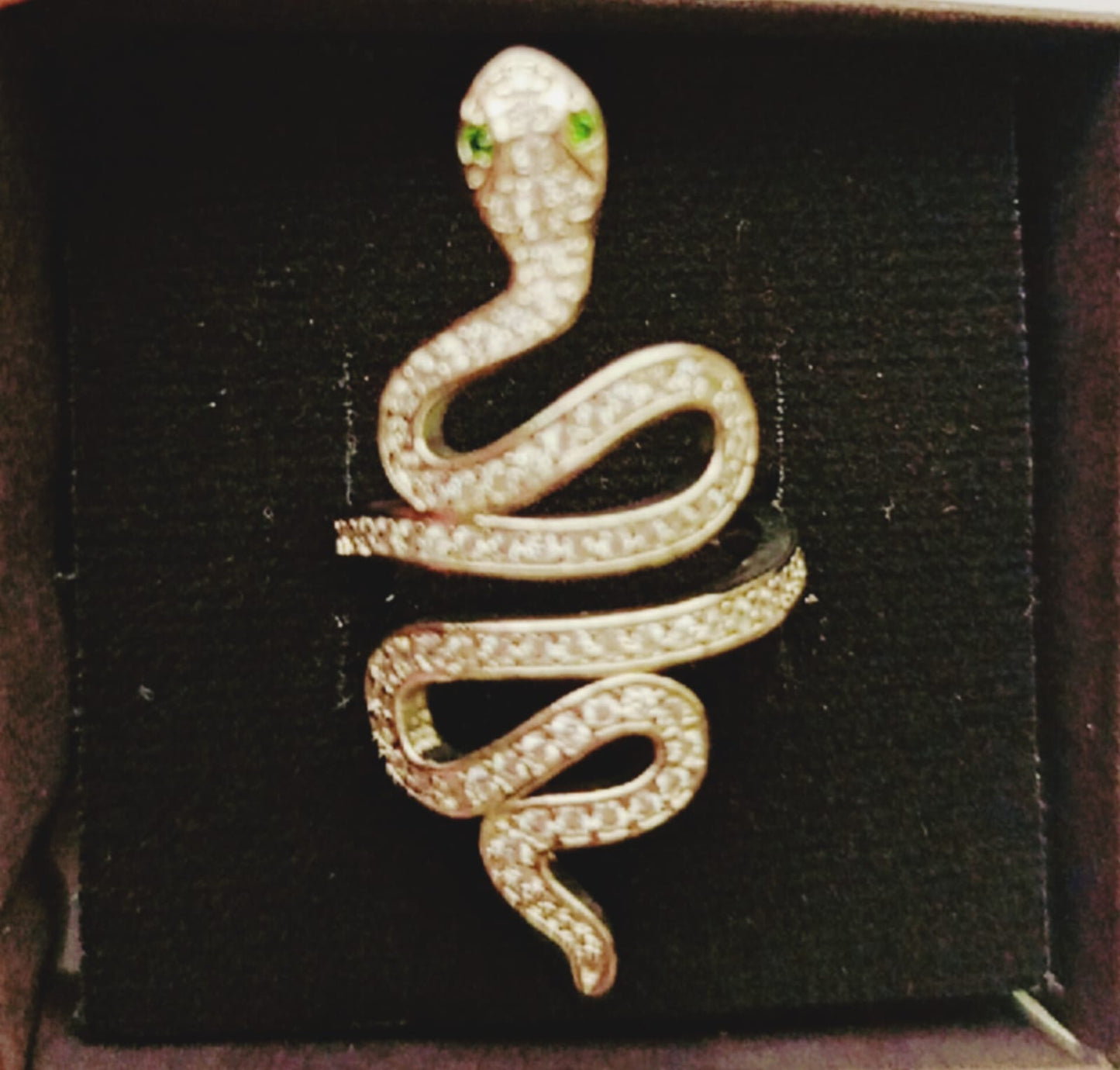 Luxury Silver Platted Snake Ring With Zircon Embellished Jewelry