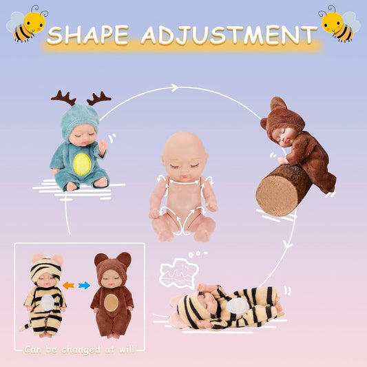 3.5′ Sleeping Baby, 1 Piece Mini Reborn Baby Doll With Clothes Toys (Random Color)