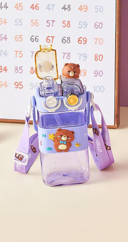 Adorable Teddy Bear 2 In 1 Sipper School Water Bottle For Kids