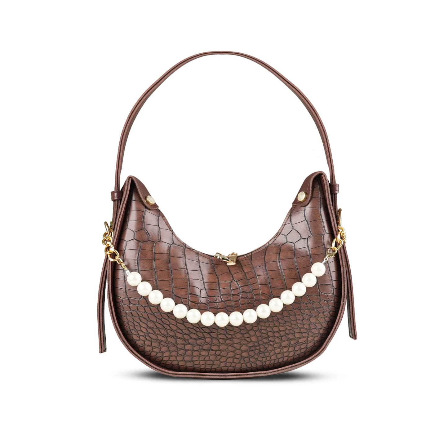 Leather Croc-Chic Pearl Shoulder Bag (Free Shipment)